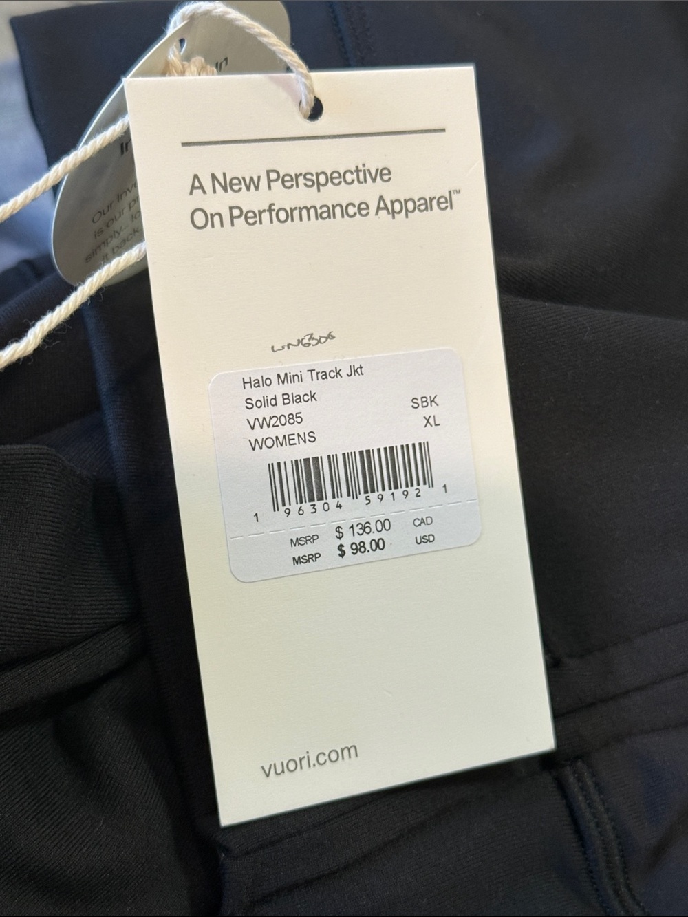 VUORI Halo Mini Track Jacket BLACK‎ SIZE XL NWT - Picture 3 of 4
